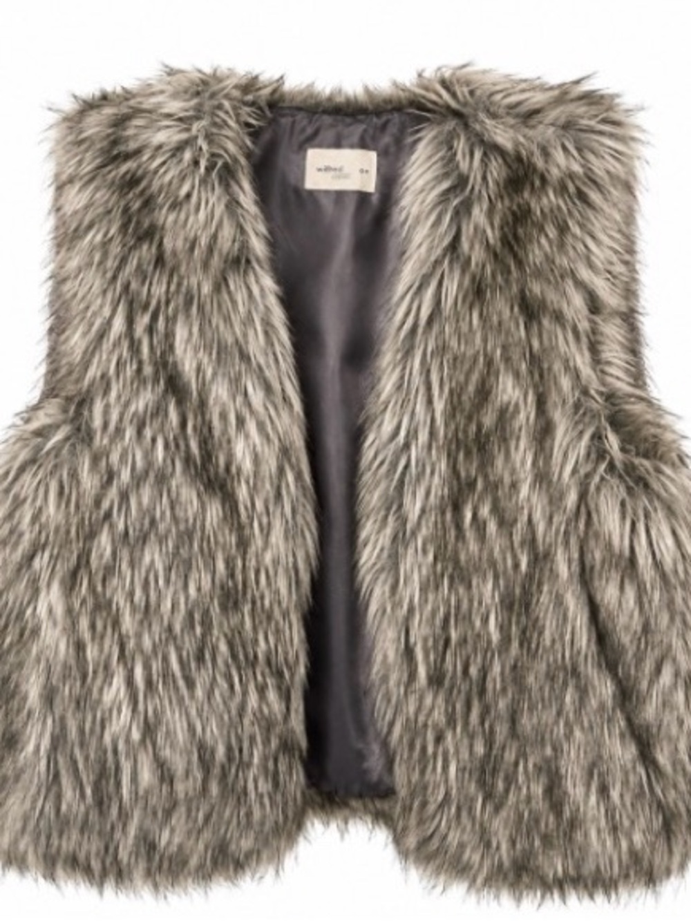 Club Monaco Gray and Cream Faux Fur Sleeveless Vest - Size Medium